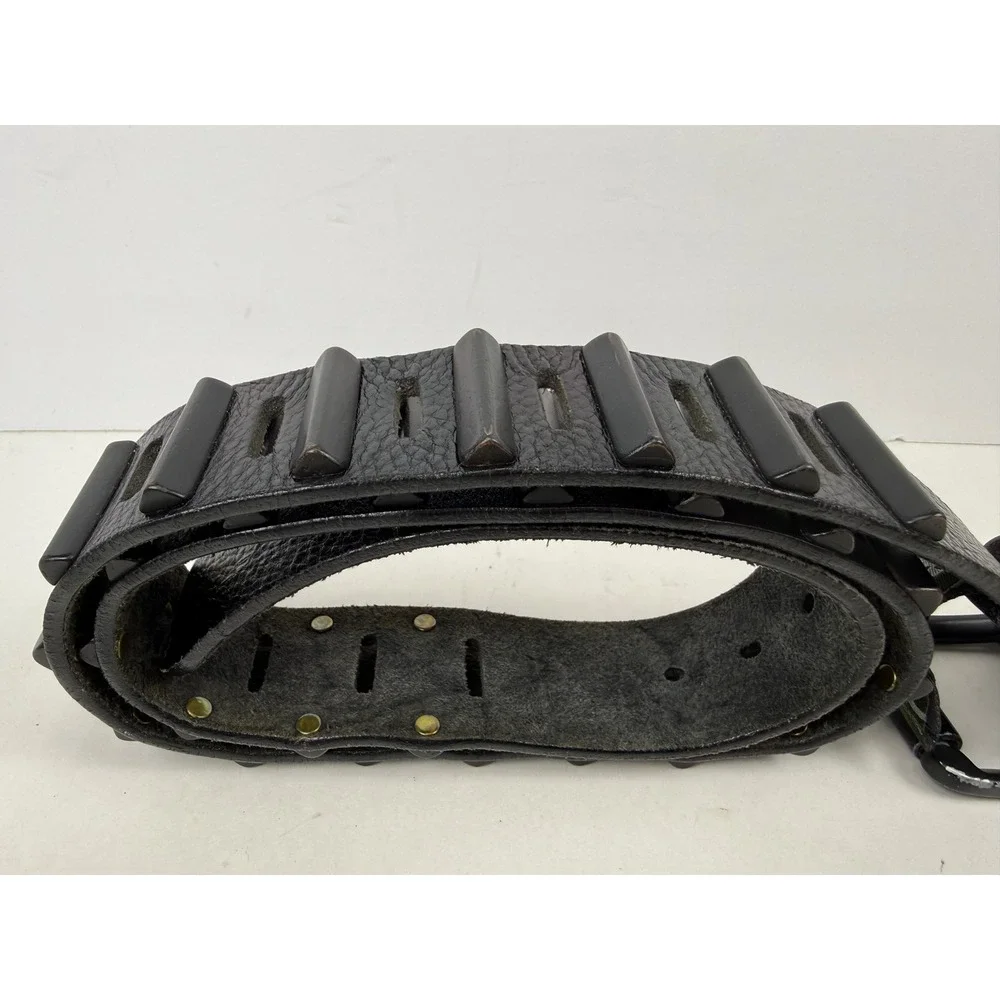 Brave Beltworks Mens Black Leather Studded Belt Size 34 Punk Rock Goth Y2K